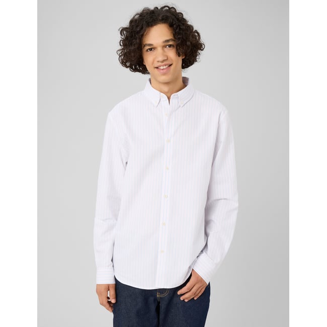 Chemise oxford rayée multicolore <span itemprop=
