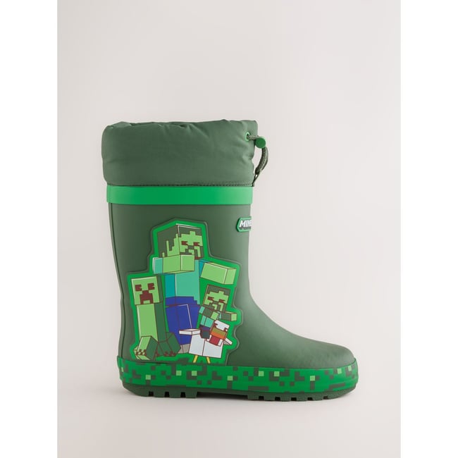 Bottes en caoutchouc à revers minecraft vert <span itemprop=
