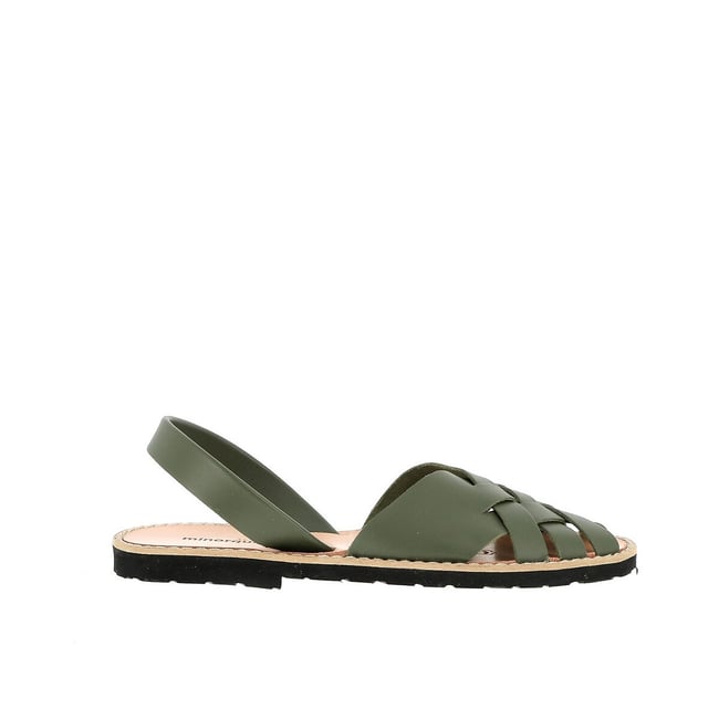 Sandales en cuir talon plat  AVARCA COMPOSTELLE kaki <span itemprop=