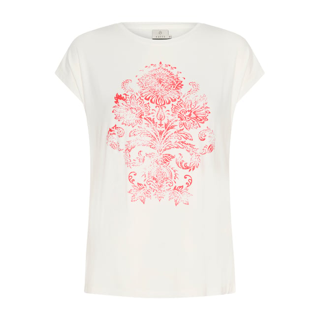T-shirt blanc chalk/rouge imprimé <span itemprop=