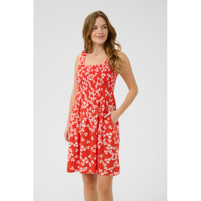 Dress rouge/blanc/rouge petit fleur <span itemprop=