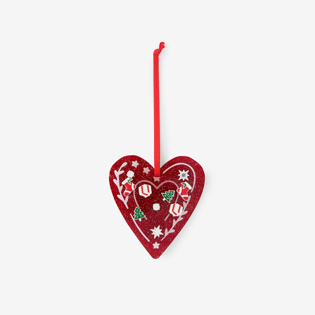 Set de boucles d'oreilles de Noël à suspendre - Cœur rouge <span itemprop=