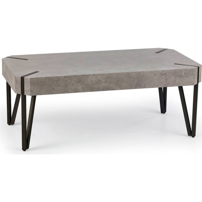 Table basse MARTINO style industriel en métal Couleur gris béton et noir <span itemprop=