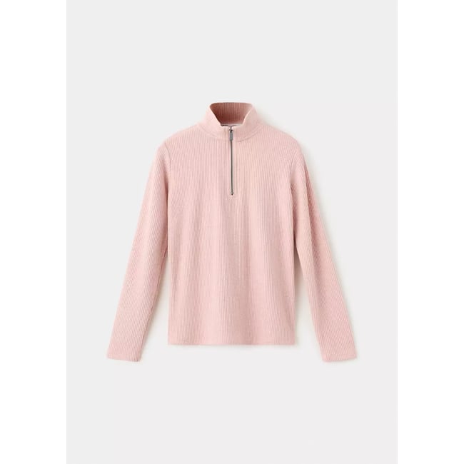 T-shirt maille côtelée rose <span itemprop=