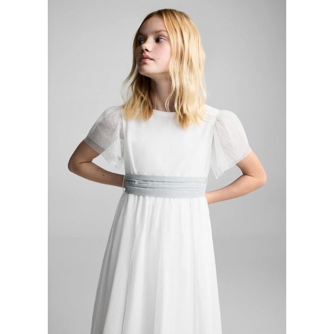 Robe plumetis nœud blanc <span itemprop=