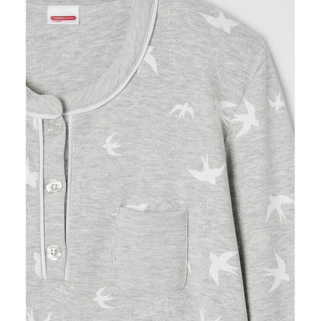 Thermolactyl bird print nightdress grey Damart La Redoute