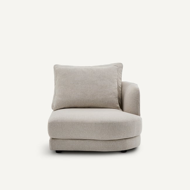 Demi-canapé droit, arrondi, modulable en tweedé, TIBERIO - AM.PM