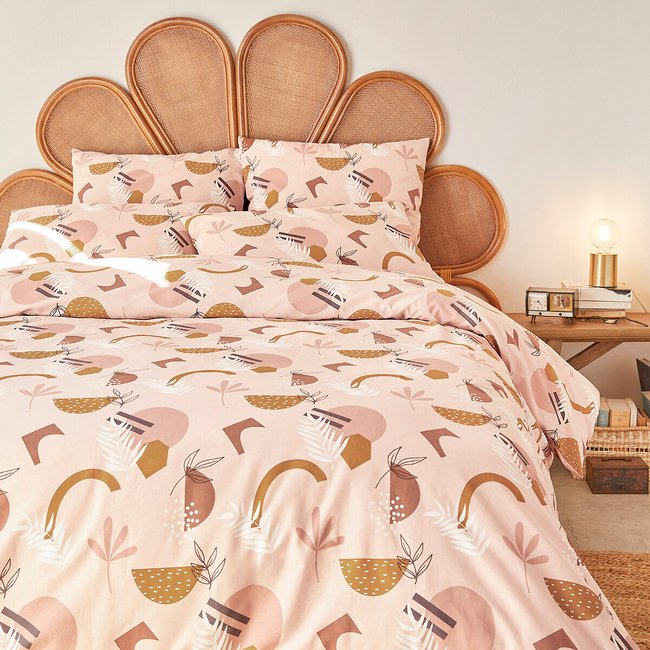 Housse de couette coton, Aurès imprimé fond nude <span itemprop=