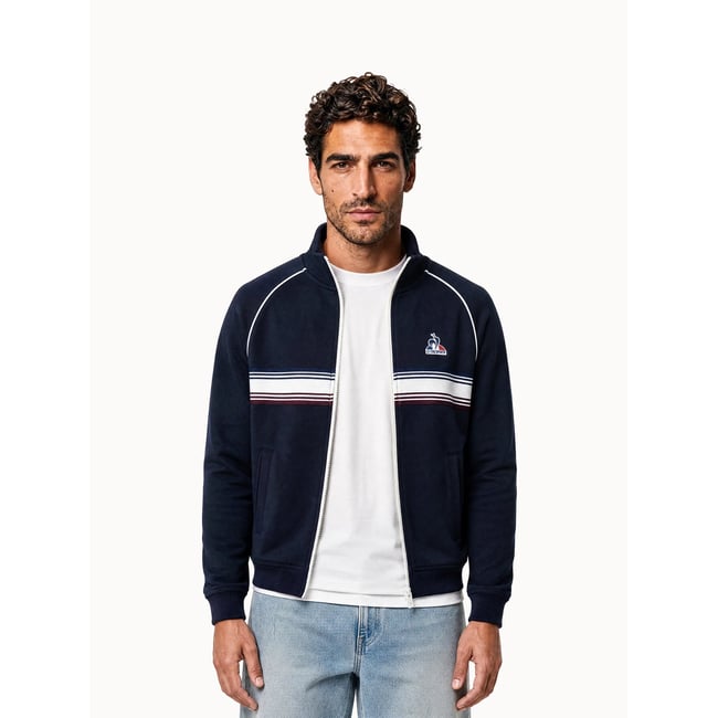Veste zippée en double face avec bande rayée Tricolores blue <span itemprop=