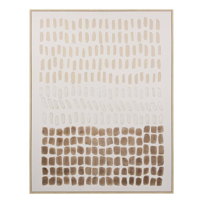 Toile 3D en lin motifs relief géométrique LYDIA Couleur blanc <span itemprop=