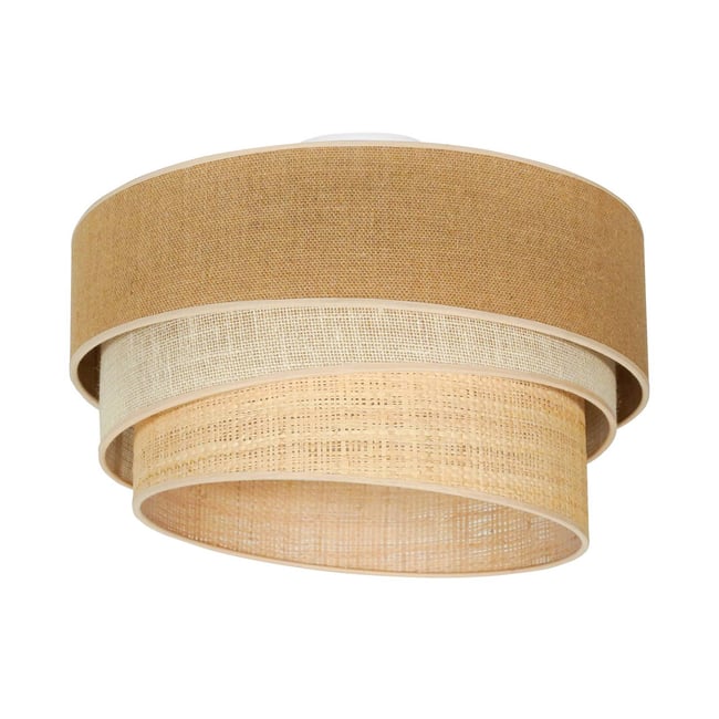 Plafonnier en textile, Trio Jute Couleur brun naturel, blanc <span itemprop=
