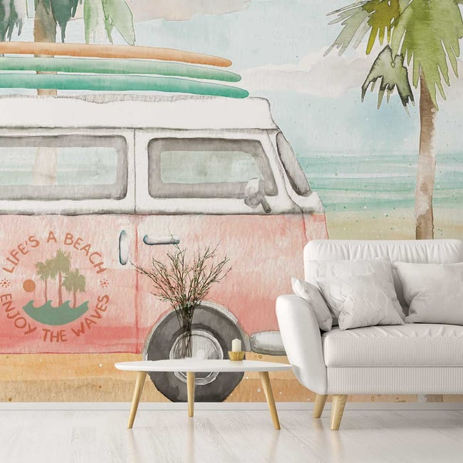Papier peint vive le surf Couleur intissé <span itemprop=