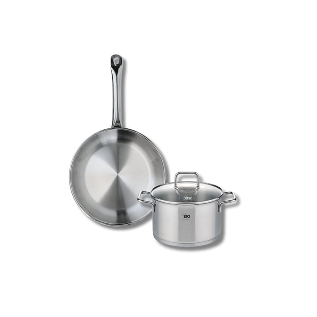 Batterie de cuisine 1 poêle 28cm + 1 faitout 20cm PROFI CITRIN inox <span itemprop=