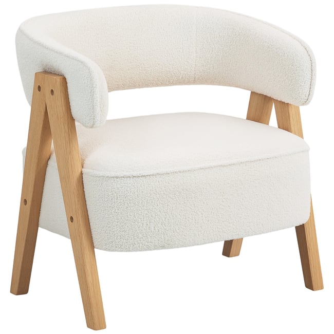 Accent Chair Tissu bouclette Blanc Couleur blanc <span itemprop=