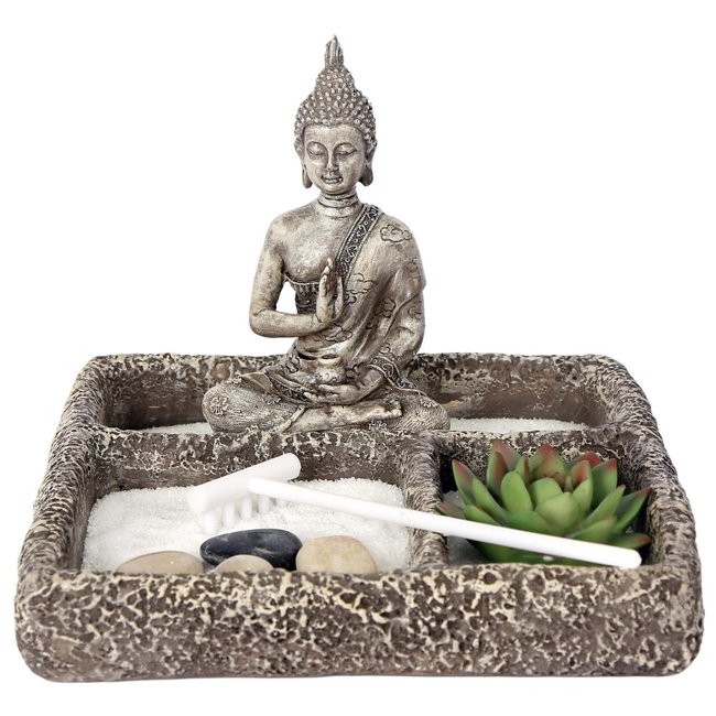 Jardin zen avec bouddha 19 x 14 x 19 cm Couleur grey <span itemprop=