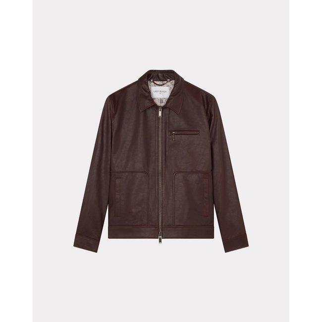 Blouson en cuir MOTOR marron <span itemprop=