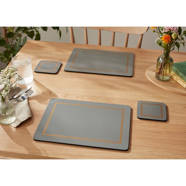 8-Piece Classic Grey Placemat & Coaster Set, grey, PIMPERNEL