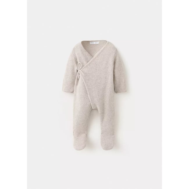 Combinaison croisée en maille 100 % cachemire sable <span itemprop=