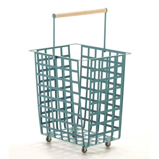 Set de 2 grands paniers multi-usages avec roulettes et poignée en bois. ZESTA - DON HIERRO