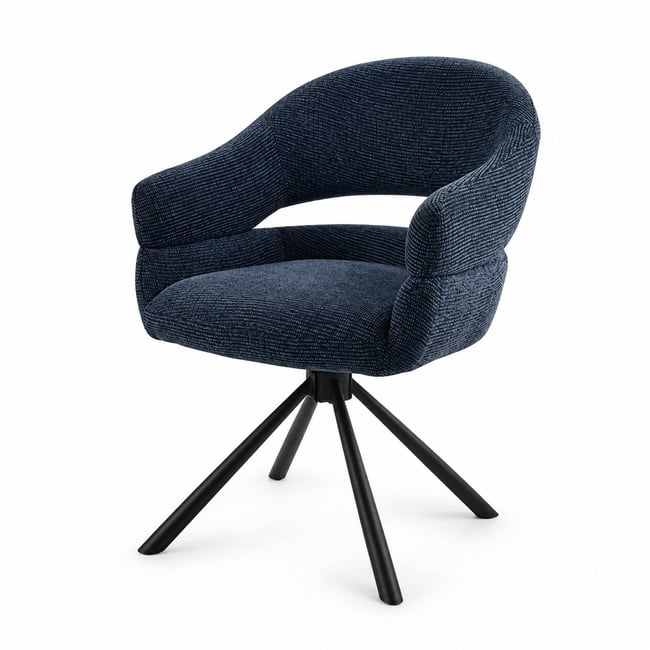 Fauteuil de table pivotant à dos ouvert (lot de 2) IENA Couleur bleu <span itemprop=