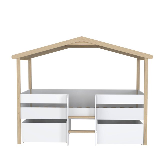 Lit cabane + tiroirs - WILO Couleur blanc <span itemprop=