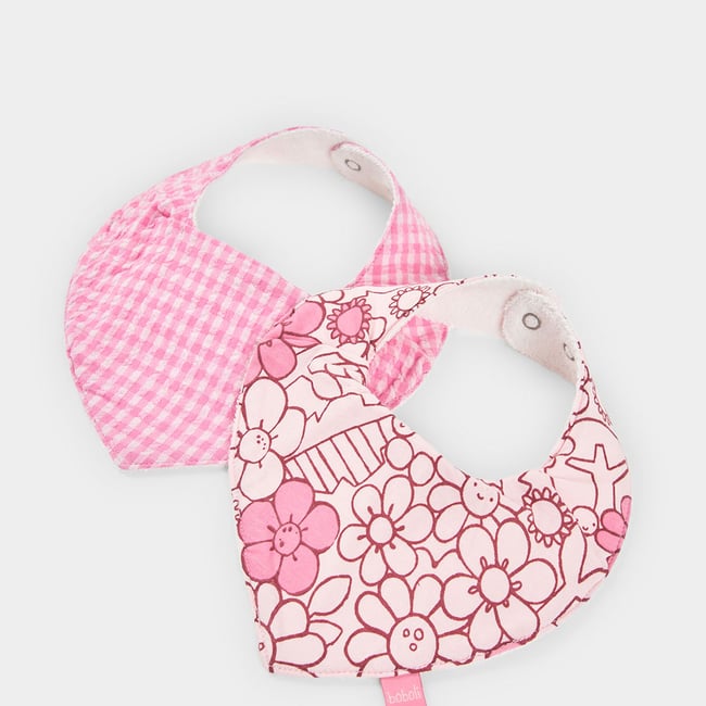 Pack de 2 bavoirs bébé en coton imprimé multicolore <span itemprop=