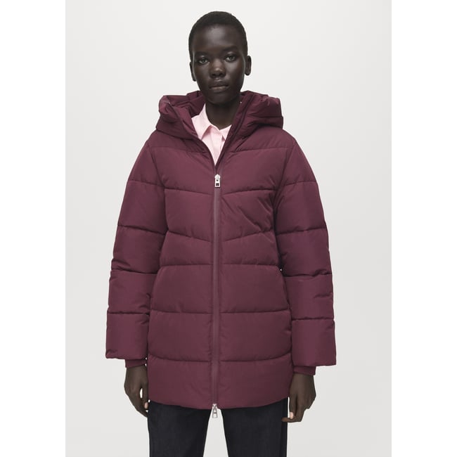 Anorak matelassé à capuche grenat <span itemprop=