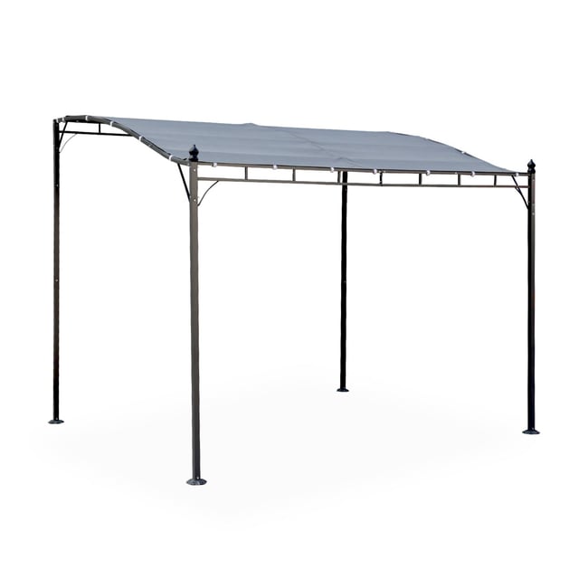 Pergola adossée acier 3x2,5m BRESTUM 3X2,5M gris <span itemprop=