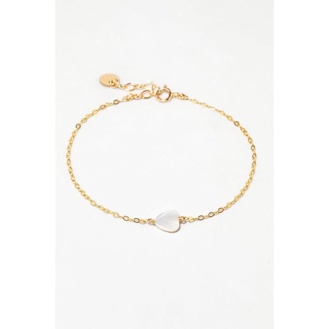 Bracelet Coeur - Nacre or <span itemprop=