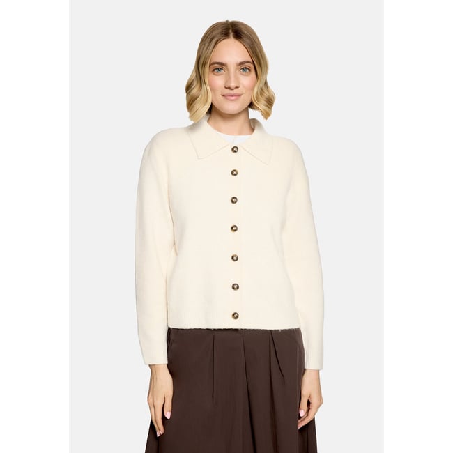 Cardigan en maille à col bright cream melange <span itemprop=