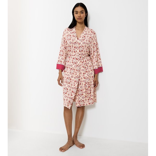 Kimono long en modal Aura Spotlight imprimé fond blanc <span itemprop=