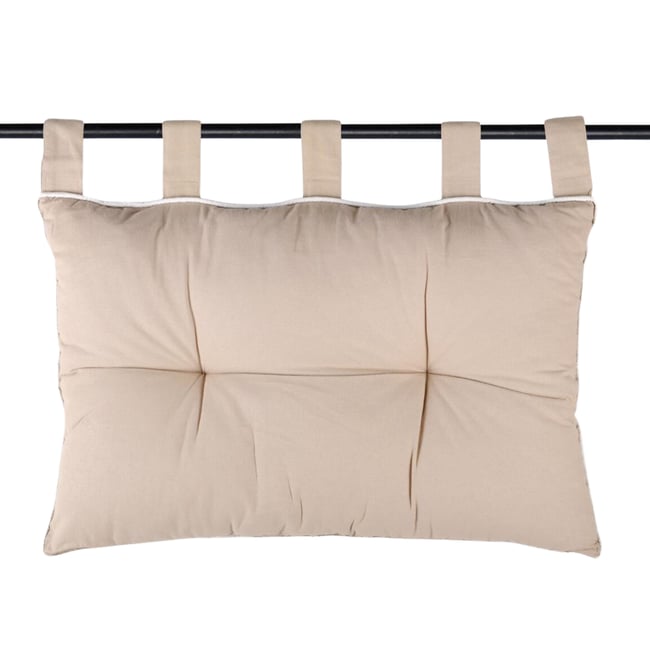 Coussin tête de lit bicolore lin <span itemprop=