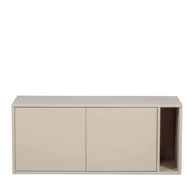 Meuble TV 2 portes en bois L108cm- SETTLE DOWN Couleur grège <span itemprop=