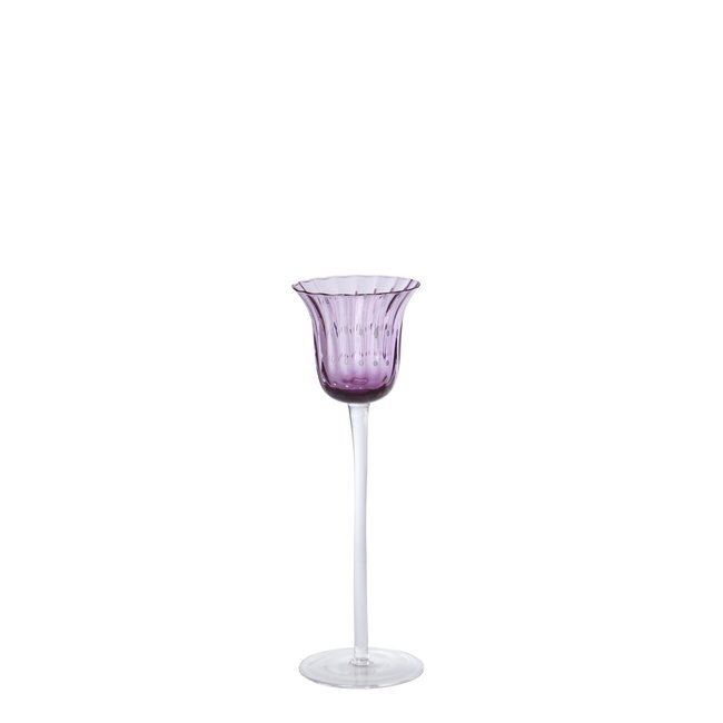 Photophore décoratif en verre soufflé H25 Couleur violet <span itemprop=