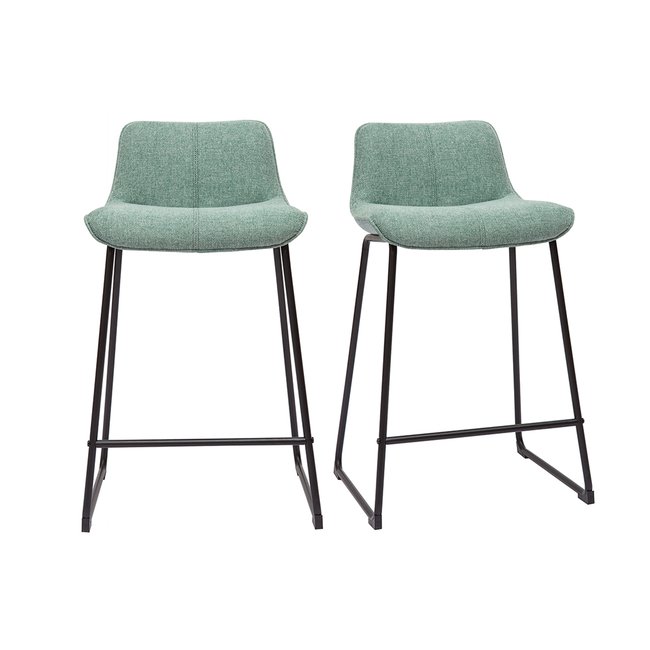 Tabourets de bar en tissu effet velours texturé pieds métal H65 cm (lot de 2) BOOST - MILIBOO