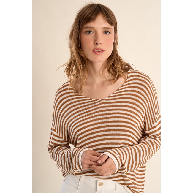 Maille manches longues, marinière v002235 <span itemprop=