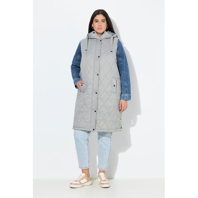 Long gilet matelassé HYPRAR, imperméable gris moyen <span itemprop=