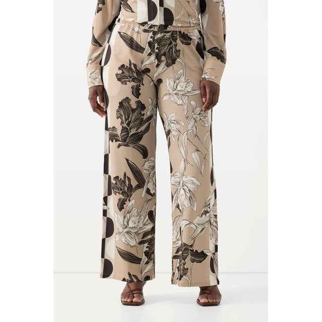 Pantalon en tissu fluide slinky beige <span itemprop=