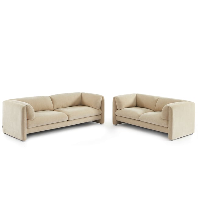Ensemble canapés 3+2 places en velours texturé NIKKI Couleur beige <span itemprop=