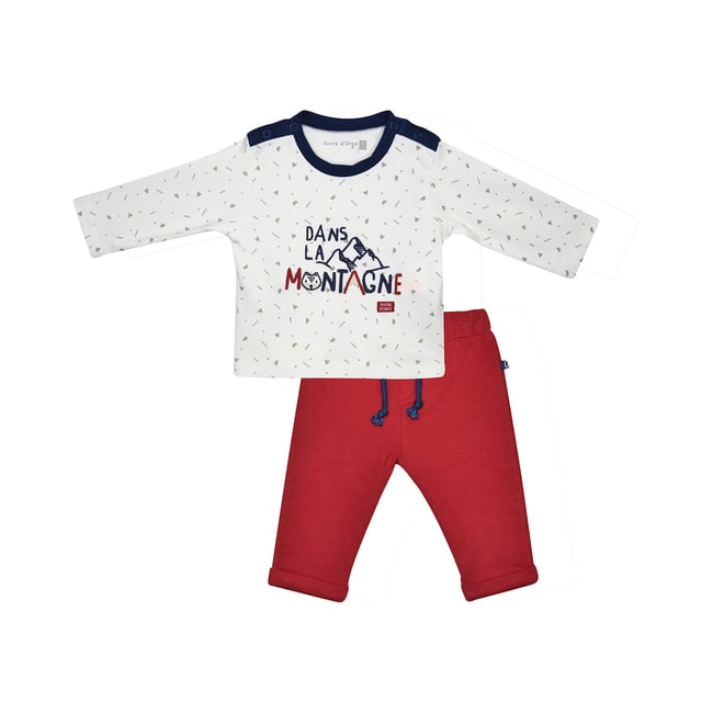 Tshirt pantalon jaouad maille bebe blanc <span itemprop=