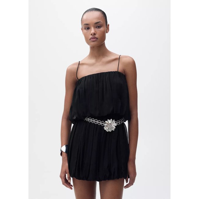 Robe ballon fronces noir <span itemprop=