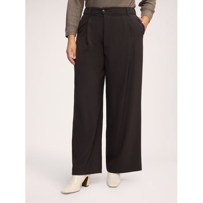 Pantalon palazzo avec fermeture portefeuille marron <span itemprop=