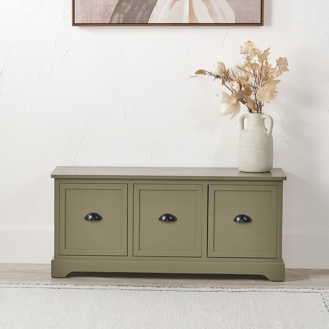 Cotsen Pine Wood 3-Drawer Unit, olive green, SO'HOME