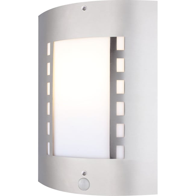 Applique murale d'extérieur rectangulaire en inox avec détecteur Couleur gris <span itemprop=
