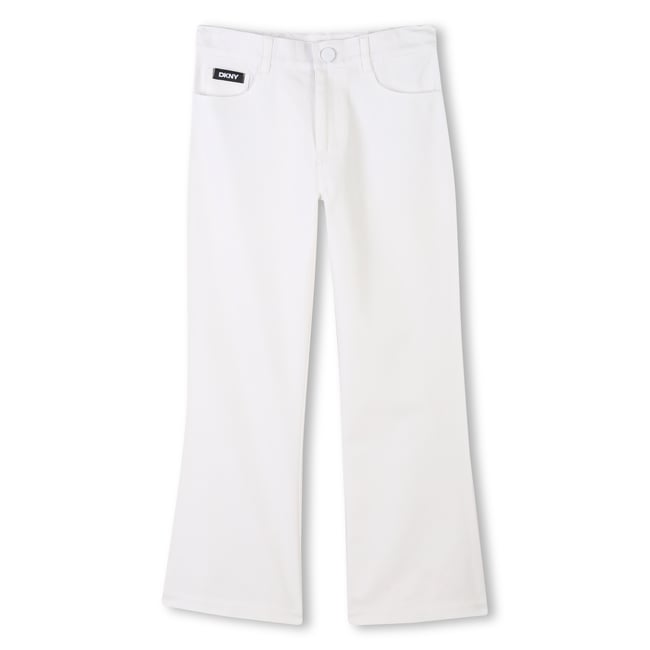 Pantalons en coton et lin blanc <span itemprop=