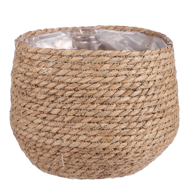Panier à plantes en jonc de mer tressé Ø22 cm JORCK Couleur marron clair <span itemprop=