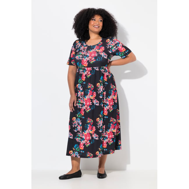Robe maxi coupe évasée, poches noir <span itemprop=