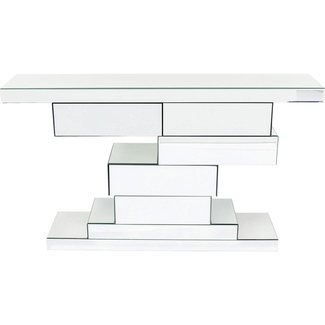 Console en verre miroir, BRICK Couleur argent <span itemprop=