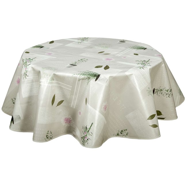 Nappe en toile cirée ronde AROMATIC ecru <span itemprop=