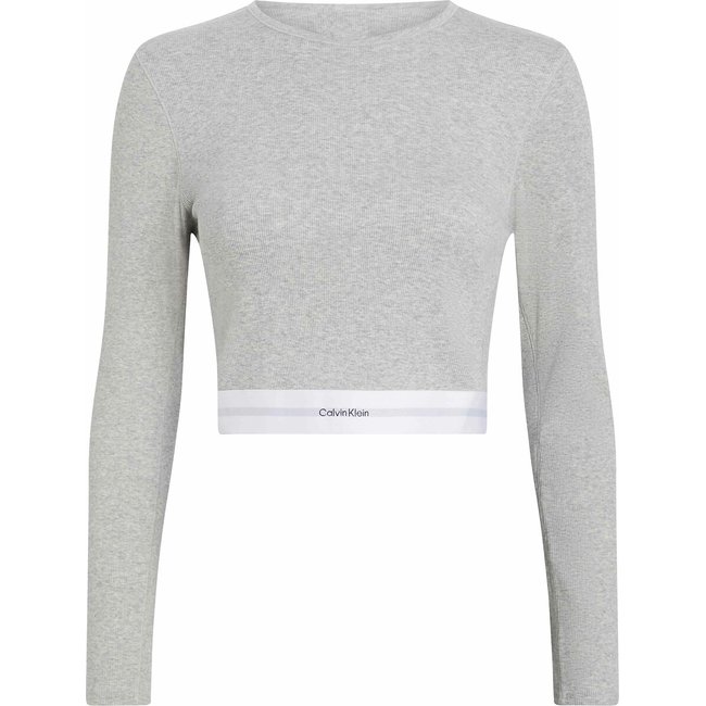 Modern Rib Crop Top with Long Sleeves, grey, CALVIN KLEIN UNDERWEAR